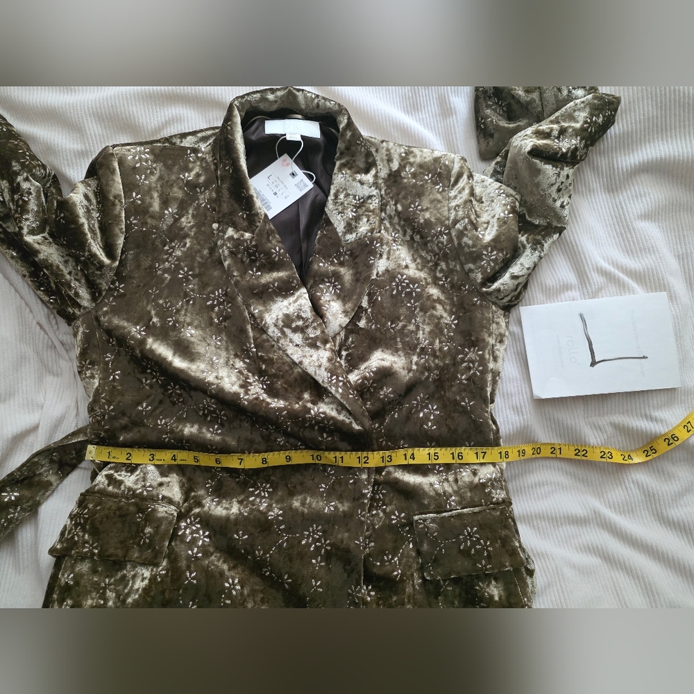 Zara METALLIC THREAD VELVET BLAZER WITH BELT Golden Zw Collection BLAZER ONLY - Picture 9 of 16